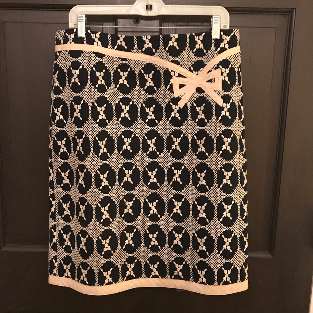 Anthropologie Nanette Lepore Embroidered Bow Skirt